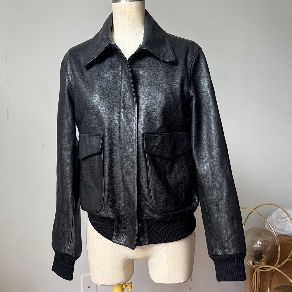 THEORY Black Leather Women's Jacket